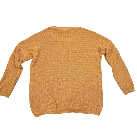 Free For All Sweater Mustard Yellow Drop Shoulder Medium Knit Fall Womens XS - Picture 2 of 5